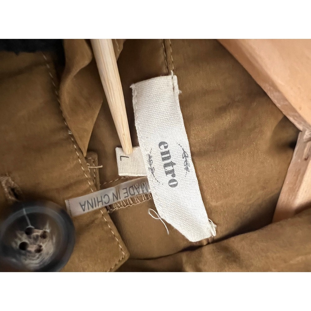 Entro Utility Jacket L Camel Hooded Anorak Drawstring Lightweight Boho Western - Picture 3 of 9